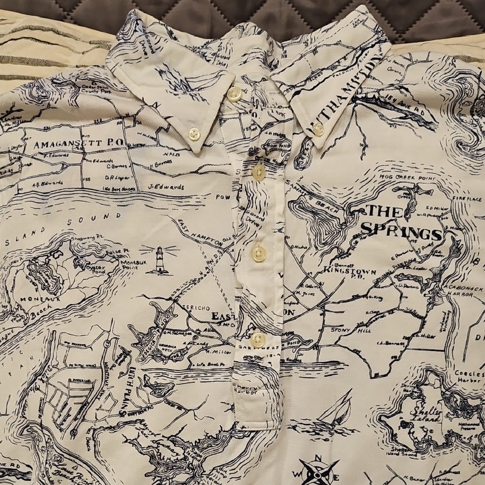Ralph Lauren Mens Blue Label Knit Oxford Short Sleeve Map Print Polo Shirt - Picture 13 of 16